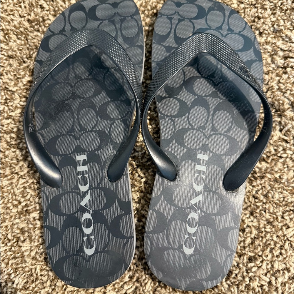 Coach Dark Gray Patterned Flip Flops - image 3